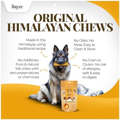 dogsee himalayan yak cheese dog chews with turmeric/curcumin shown in use