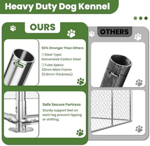 10x10 ft outdoor dog kennel, heavy duty dog, close-up detail