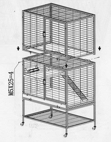 durable all-metal mansion cage (add-on ii) for chinchillas shown in use