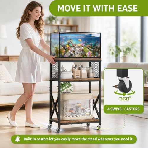 10 gallon aquarium stand, 3-tier fish tank stand, side view