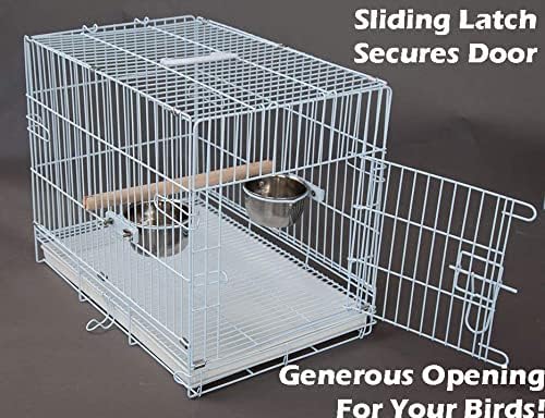 white durable metal easy foldable travel vet carrier, close-up detail