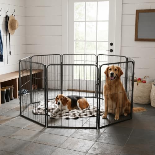 dog playpen - 40 inch, 8 panel portable showing dimensions