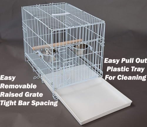 white durable metal easy foldable travel vet carrier, side view