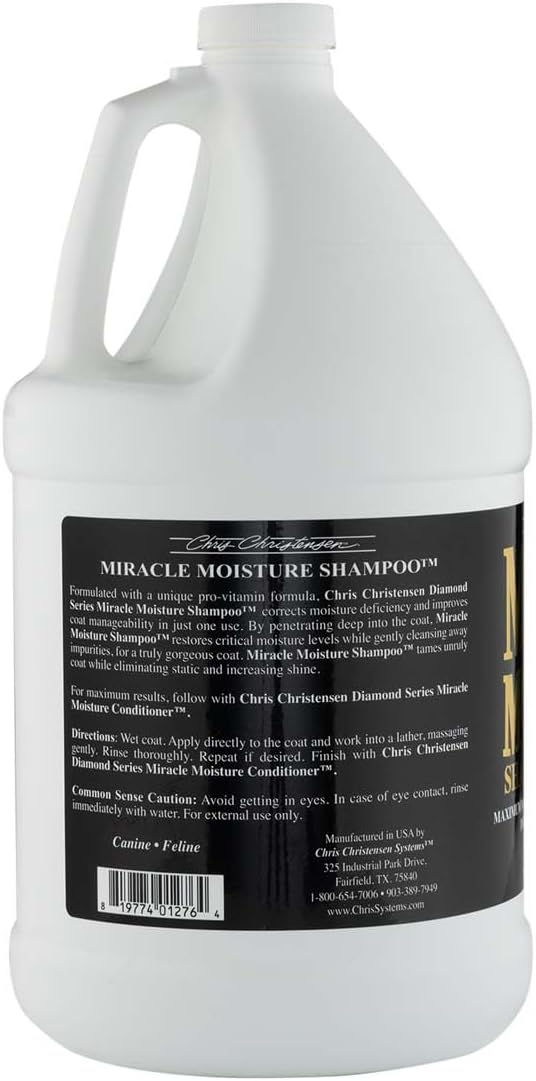 chris christensen diamond series miracle moisture dog shampoo shown in use