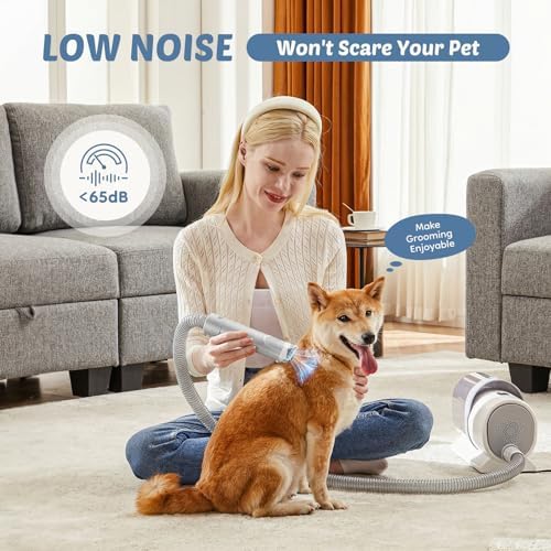 dumos dog grooming vacuum kit, pet hair clipper, side view
