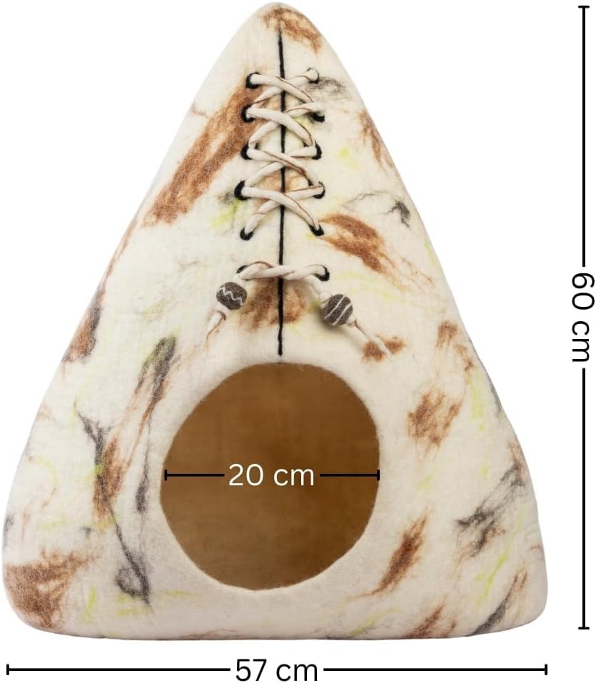 luxurious merino wool cat cave - foldable hideaway, side view