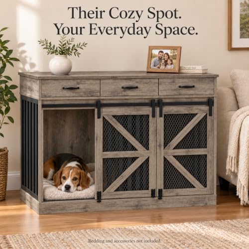 kepptory furniture dog crate for medium or 2, front angle view