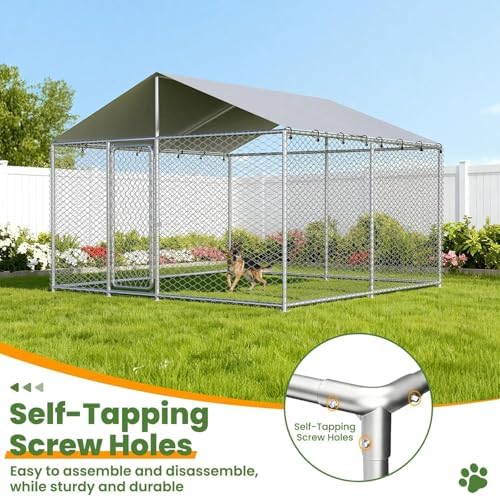 10x10 ft outdoor dog kennel, heavy duty dog, close-up detail