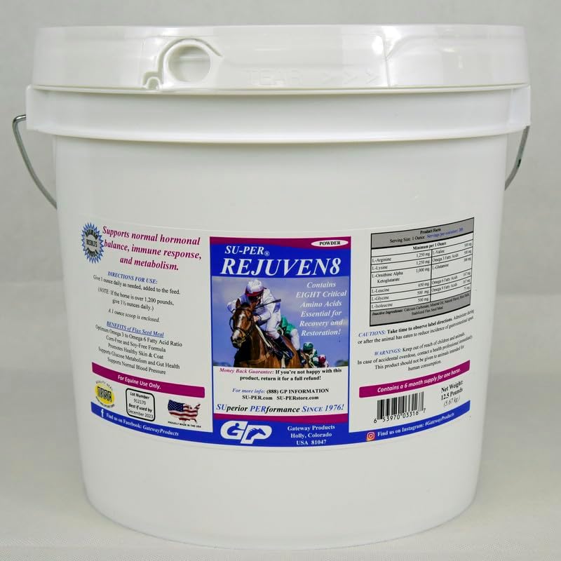 su-per rejuven8 supplement for horses, 12.5 pound powder, main product view