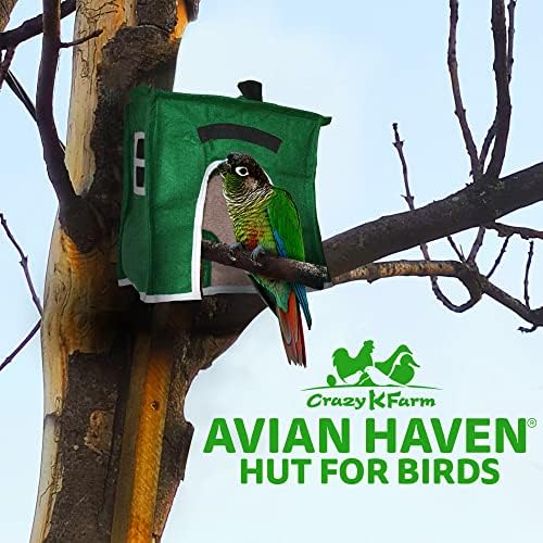 crazy k farm - avian haven bird hut shown in use
