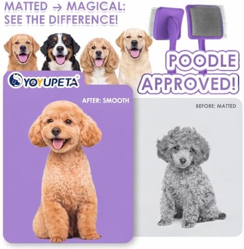 3-piece dog slicker brush & undercoat rake kit, side view