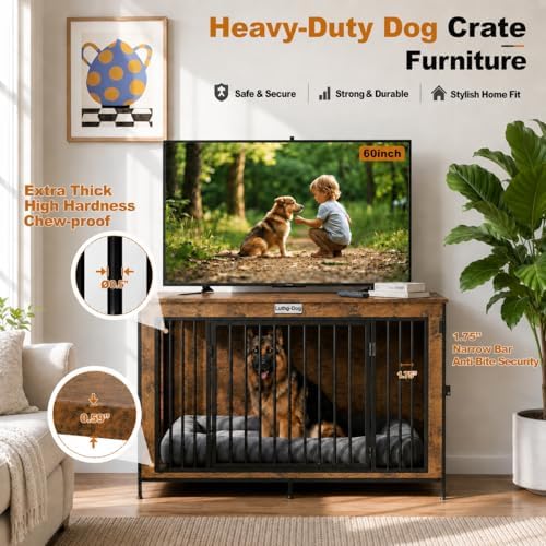 48" xl dog crate furniture for medium & shown in use