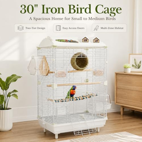 30 inch iron bird cage with stand for shown in use
