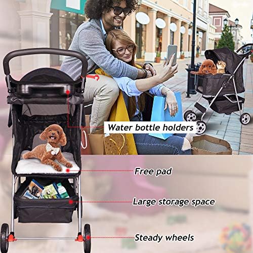 4 wheel pet stroller cat dog cage stroller, close-up detail