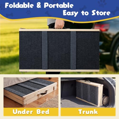 64" l extra long dog ramp for high, front angle view