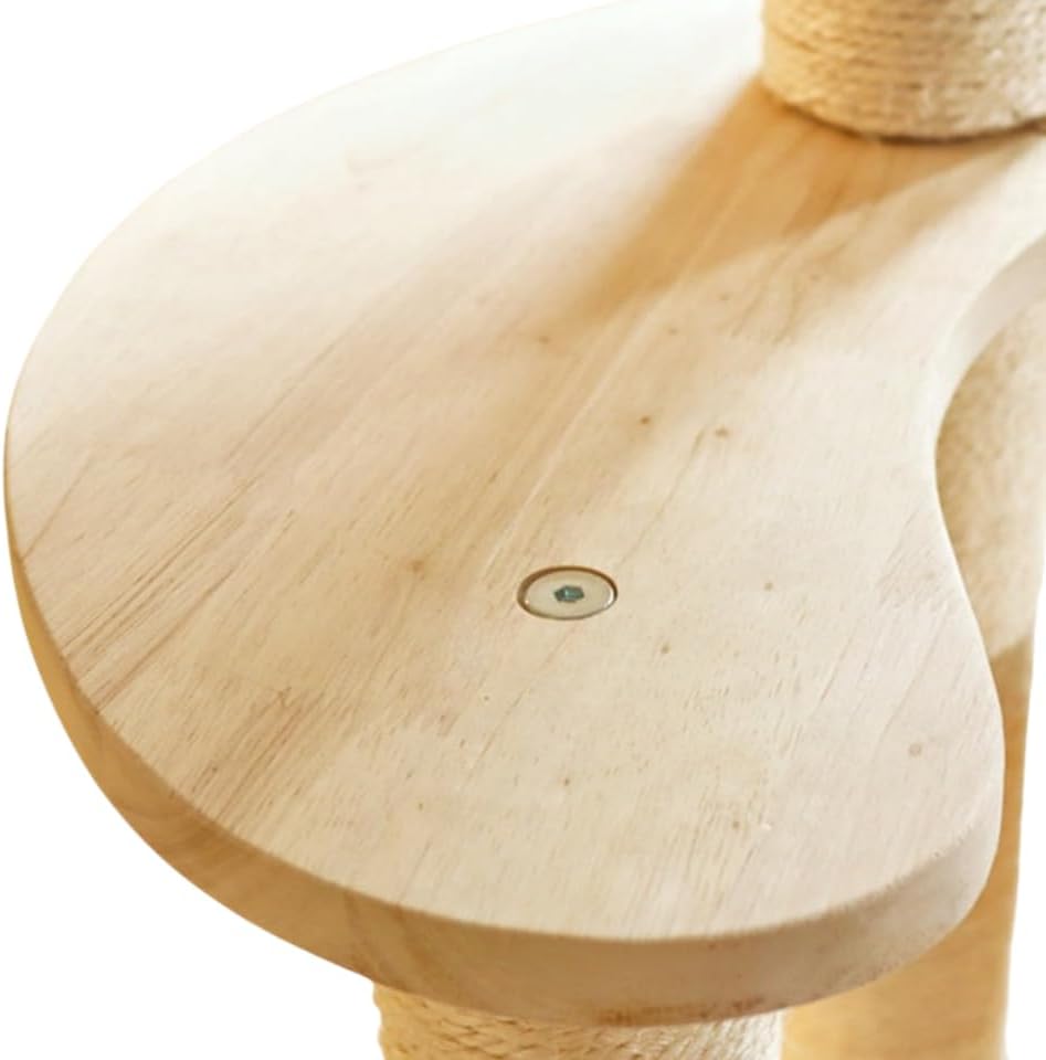 modern wood cat tree for large cats,luxury rattan, side view