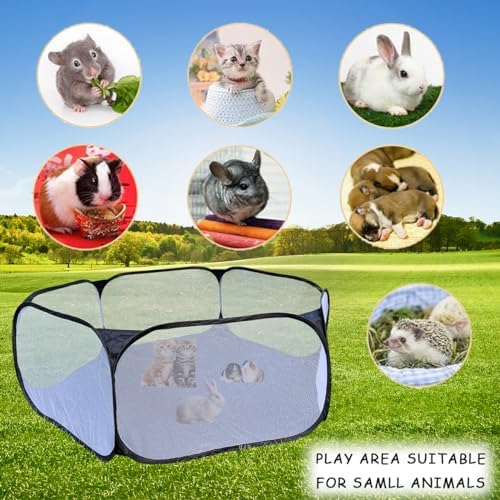 guinea pig carrier and playpen set - breathable showing dimensions