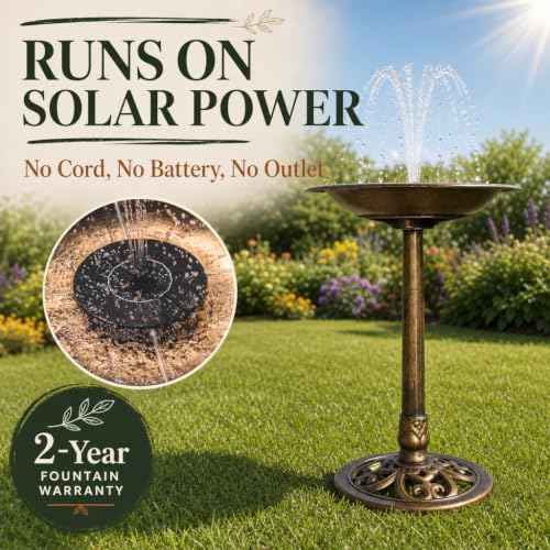 backyard expressions solar bird bath fountain for outside, side view