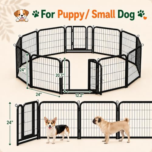 yaheetech dog playpen 24in 12 panels pet fence, side view