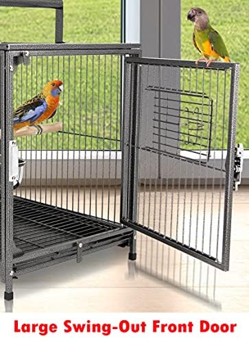 deluxe portable wrought iron bird travel parrot vet, close-up detail