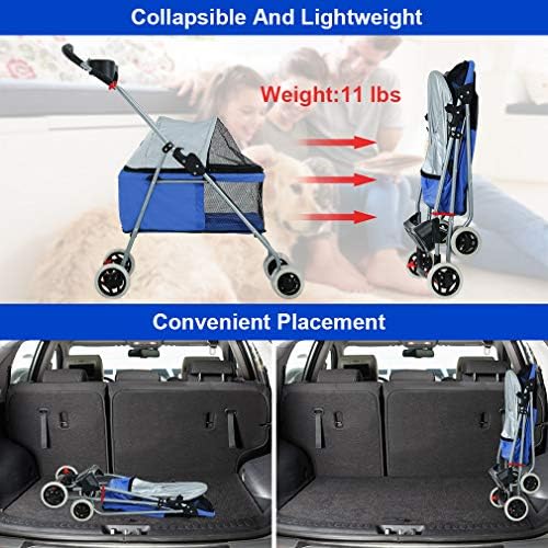 bestpet foldable pet stroller for small/medium dogs and showing dimensions