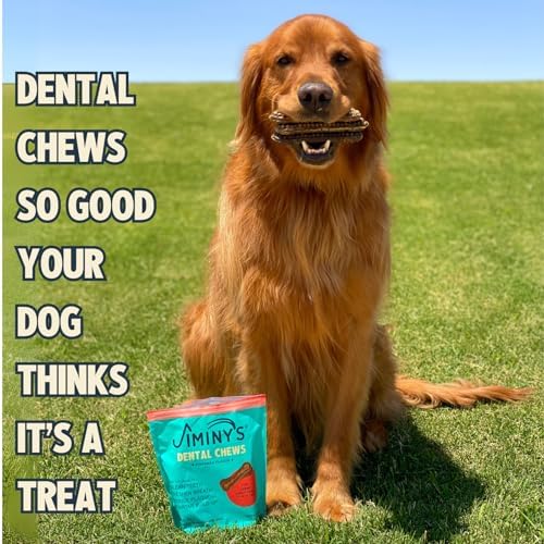jiminy's dental chews for dogs,plaque & tartar control,fresh, close-up detail