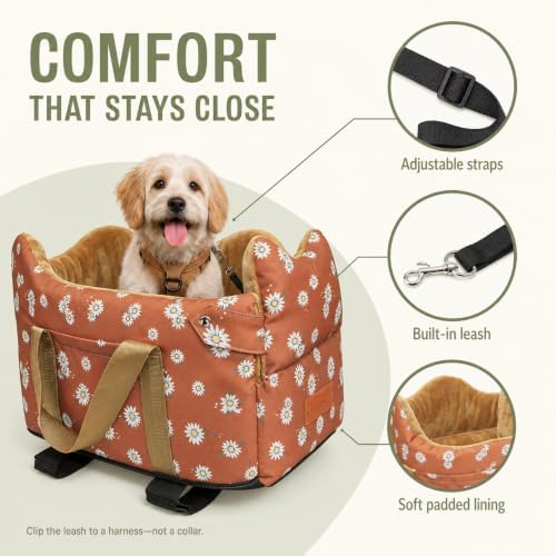 dog car seat for small dogs 5-15 lbs,cofe on a desk or shelf