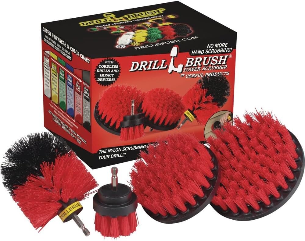 drillbrush heavy duty stiff bristle 4 piece brush, main product view