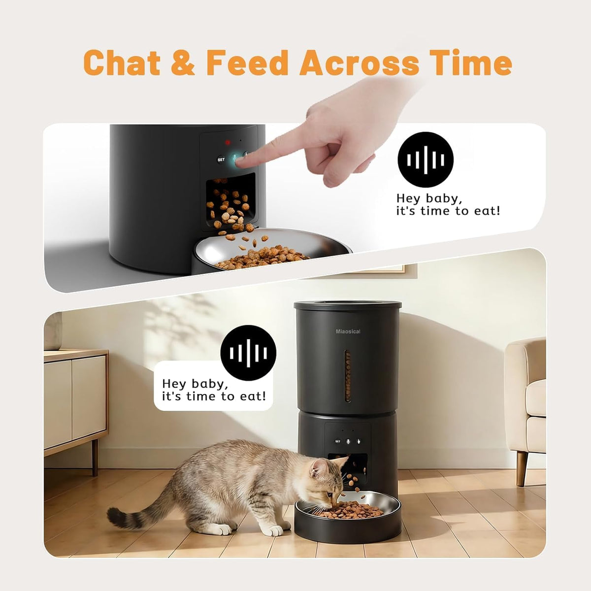 4.2l automatic cat feeder,2.4g wifi timed auto cat, close-up detail