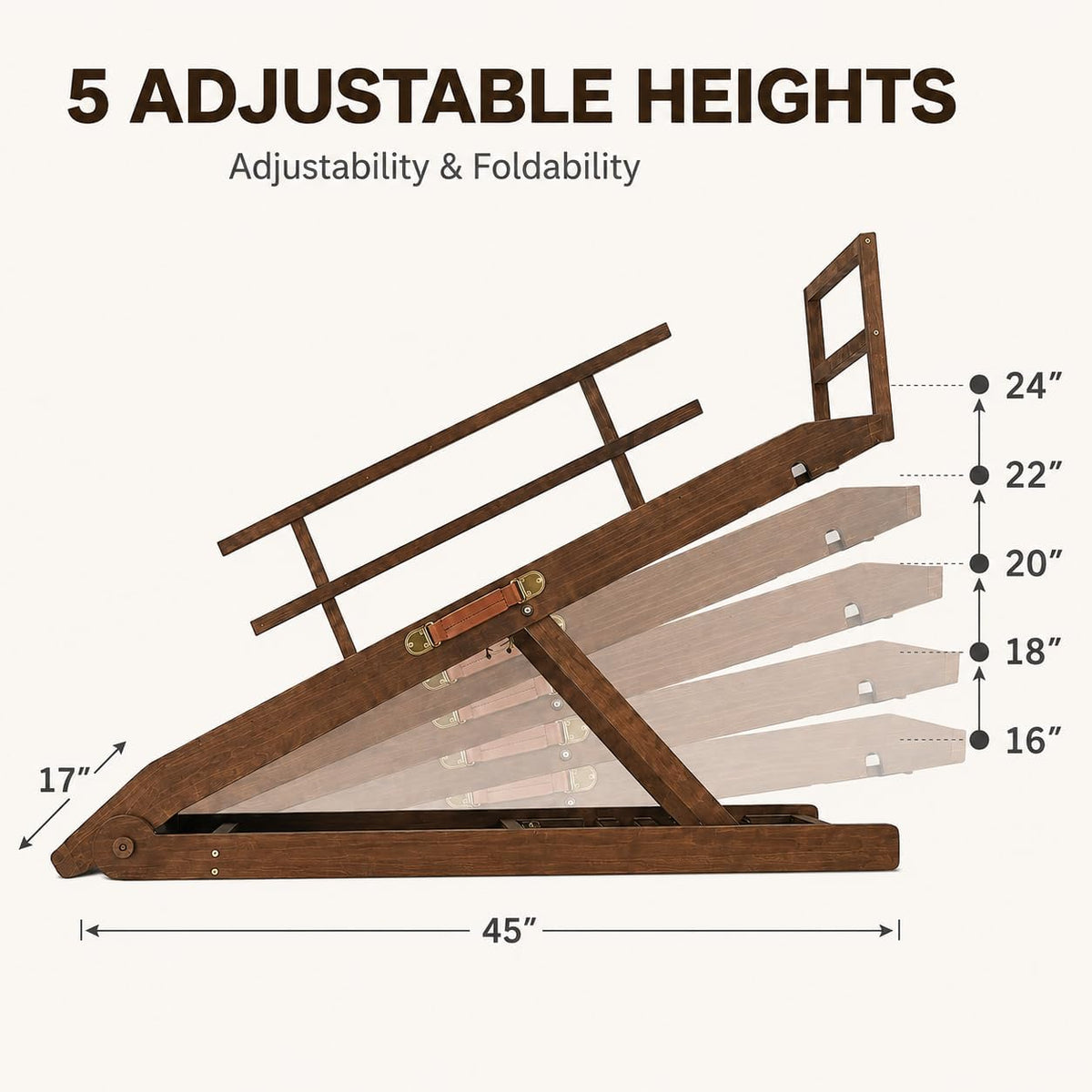 dog ramp for high bed, adjustable folding pet, side view
