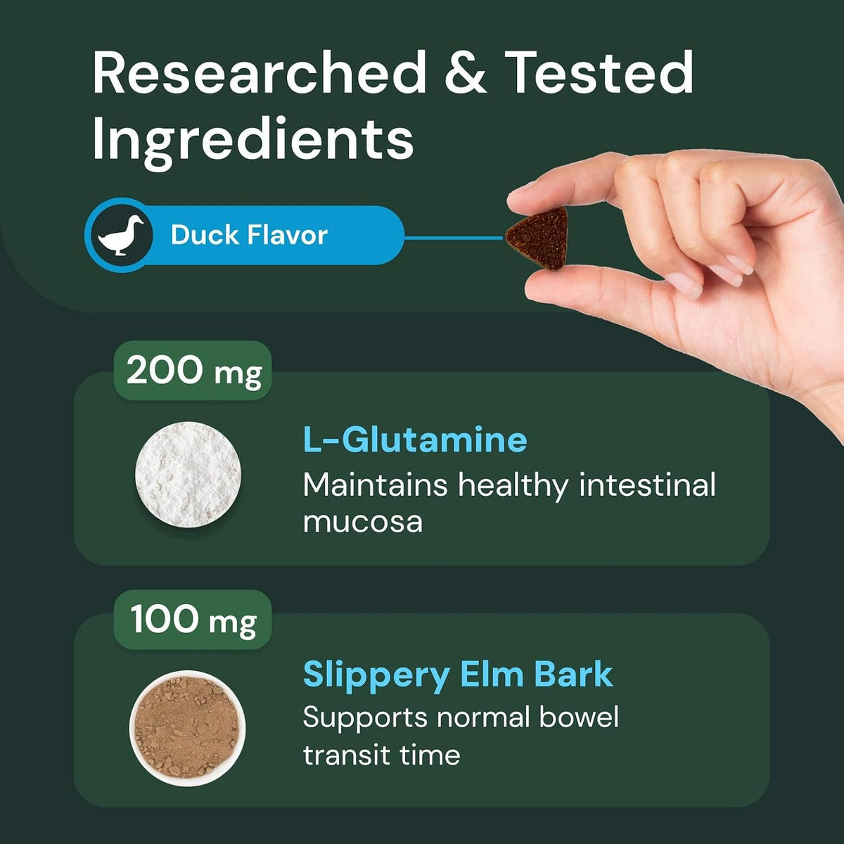 vetriscience veterinary strength gut & bowel support, duck showing dimensions