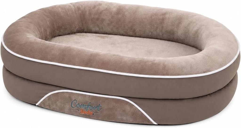orthopedic dog bed with calming bolster sides, faux, main product view