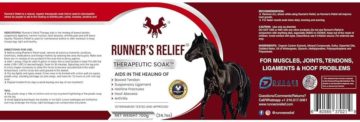 runner's relief therapeutic soak | treatment for bowed, close-up detail