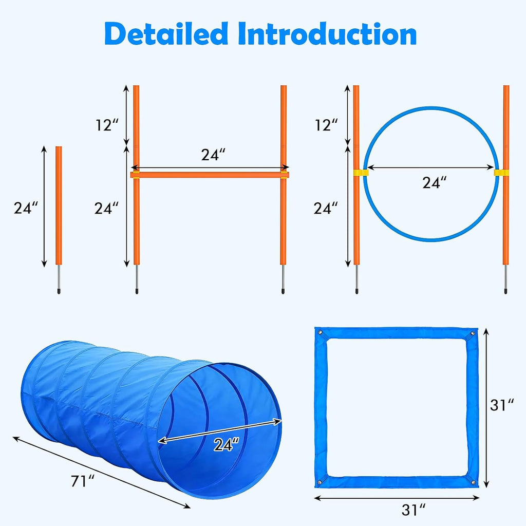 xiaz dog agility course backyard set, dog obstacle shown in use