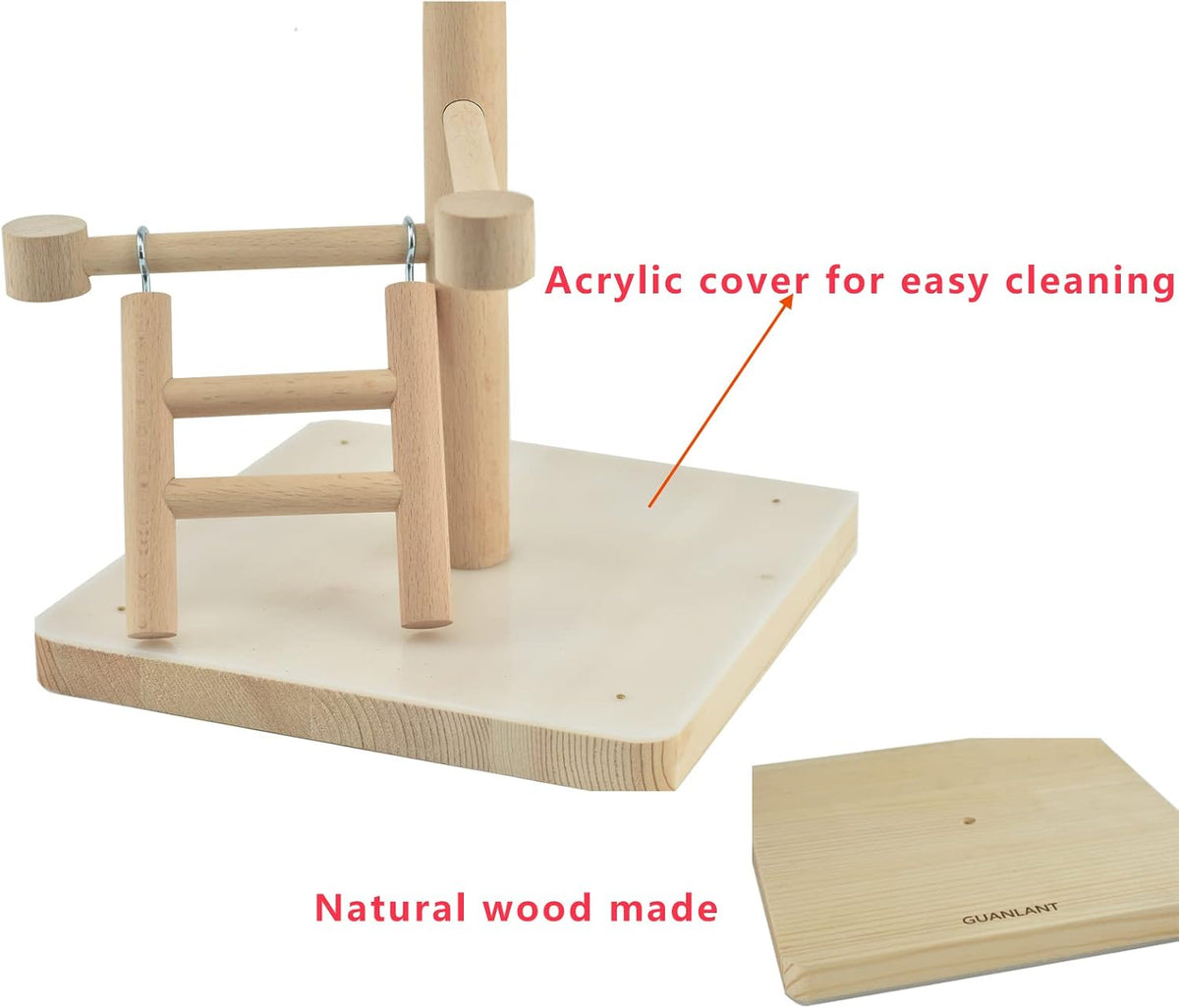 wood bird playground parrots climbing perch parakeets swing showing dimensions