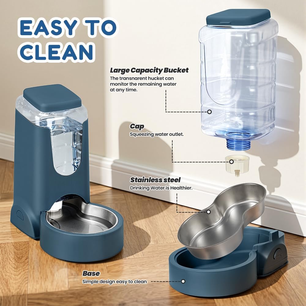 1 gallon automatic cat feeder gravity stainless steel, side view