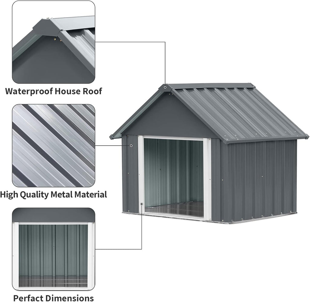 38 x 35 inch metal dog house, indoor showing dimensions