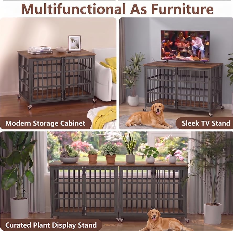 boldbone 42 inch dog crate furniture, heavy duty on a desk or shelf