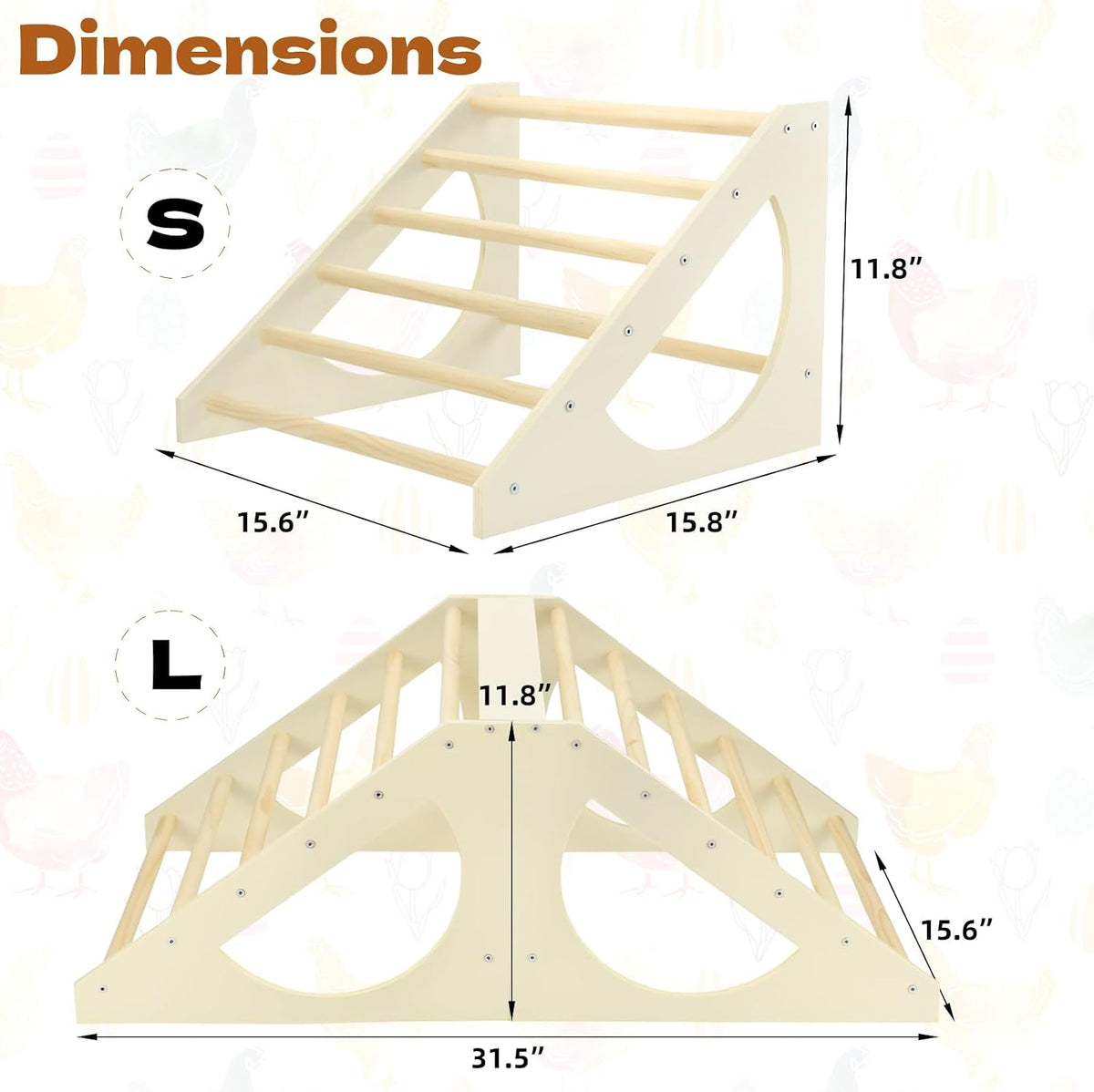 chicken roosting bar solid wood roosting ladder poultry, side view