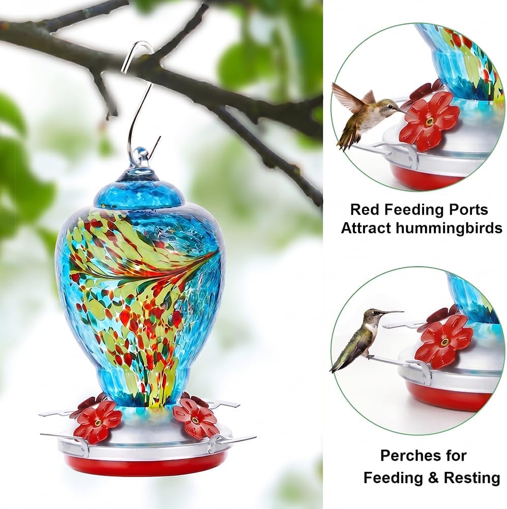 wosibo hummingbird feeder for outdoors patio large 32 shown in use