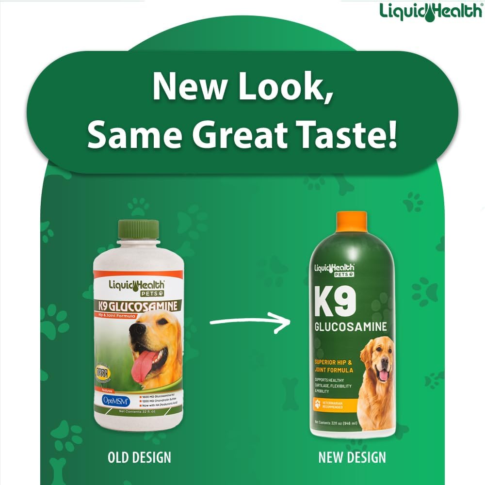 liquidhealth pets k9 liquid glucosamine for dogs, puppies shown in use