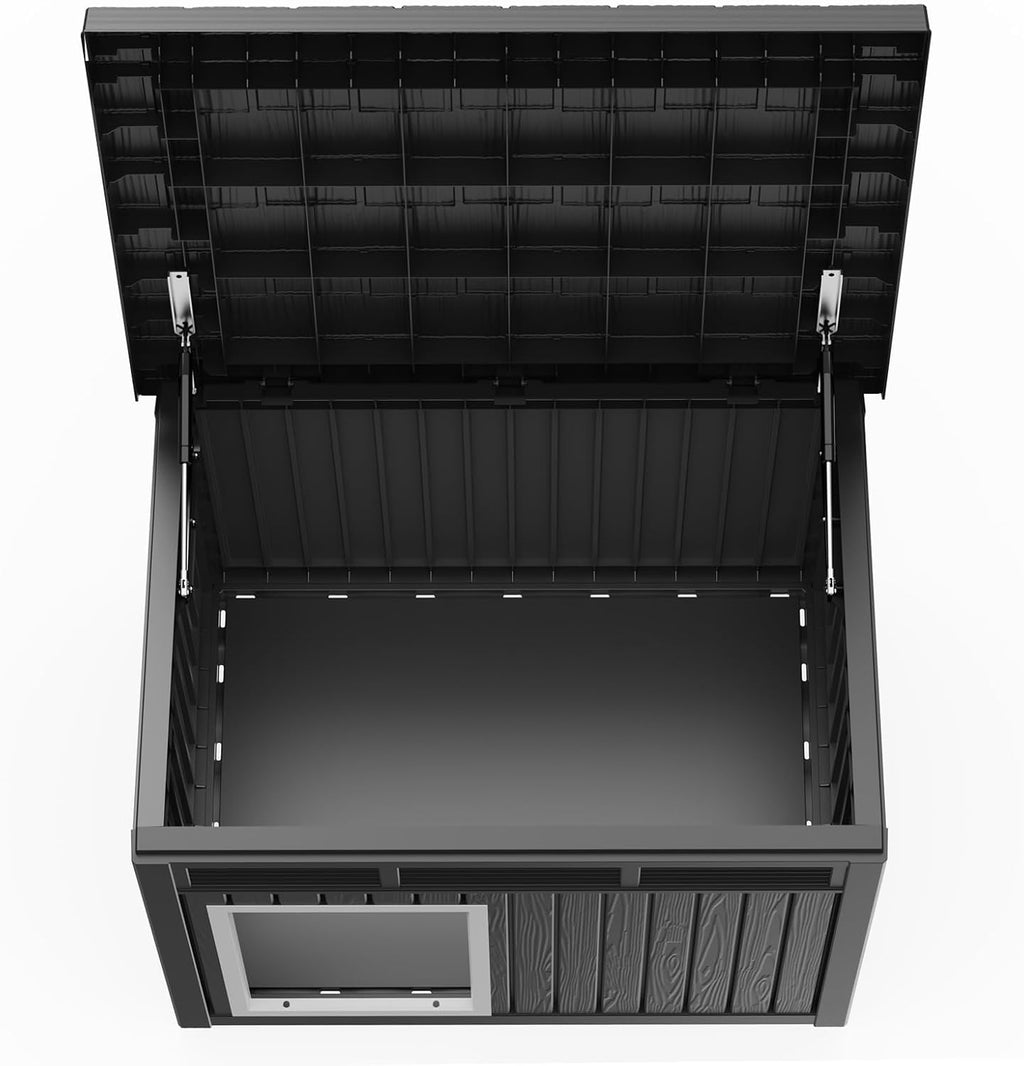 rojik dog house outdoor for large dogs, black, front angle view