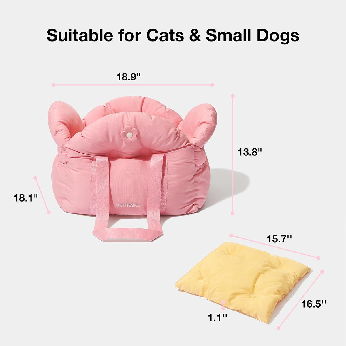 vetreska dog carrier dog car seat for small showing dimensions