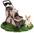 double pet stroller for dogs and cats, one-hand, main product view