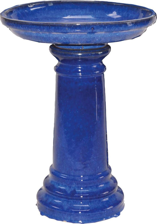 0920es ceramic bird bath, cobalt blue, main product view