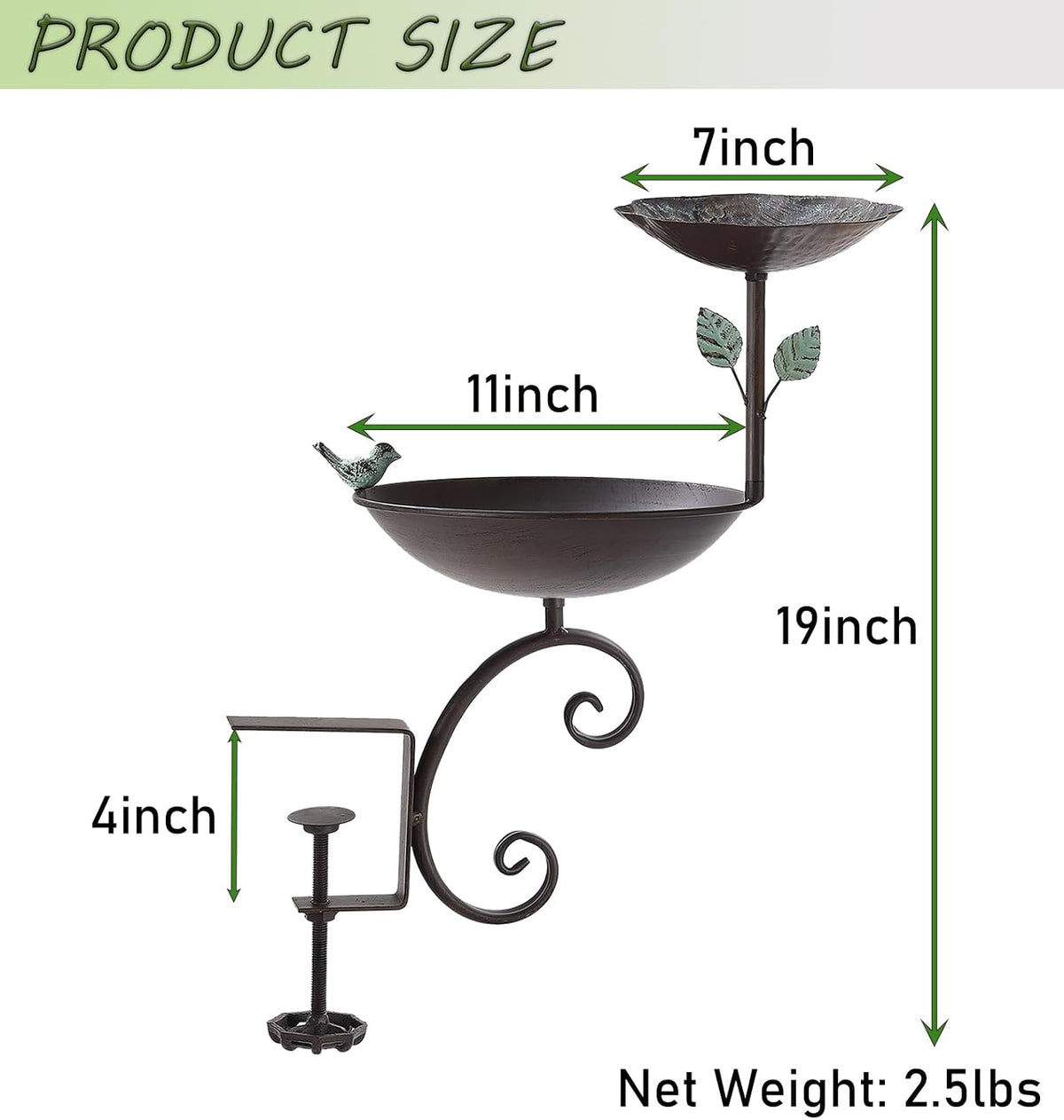 bird bath for deck railing, balcony bird feeder, close-up detail