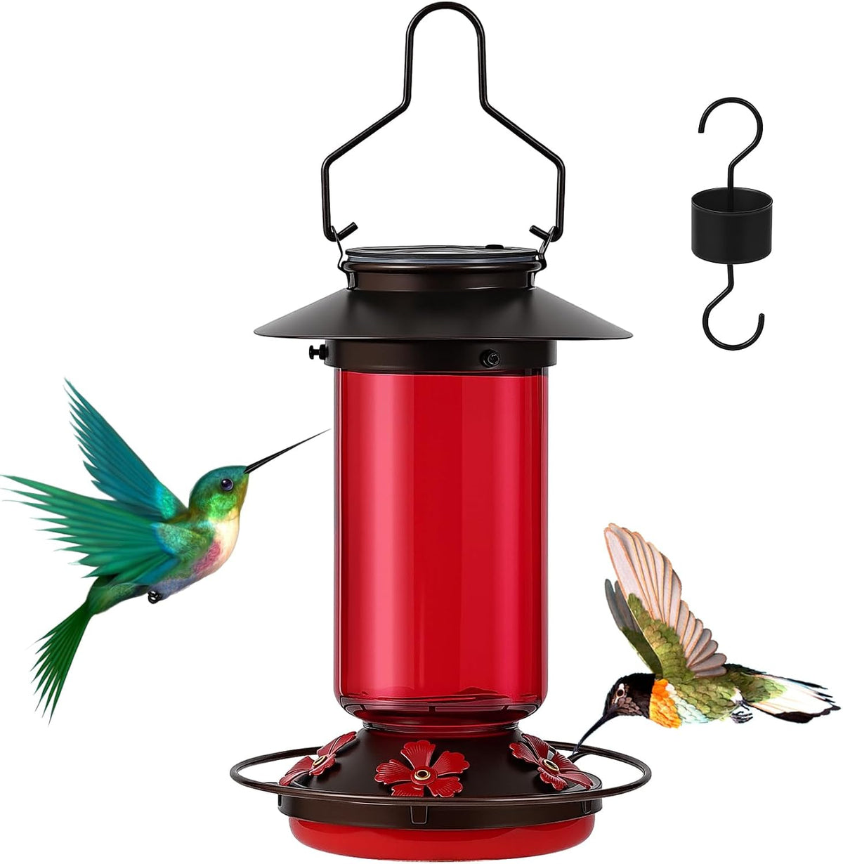 tansoren solar hummingbird feeder for outdoors hanging glass, main product view