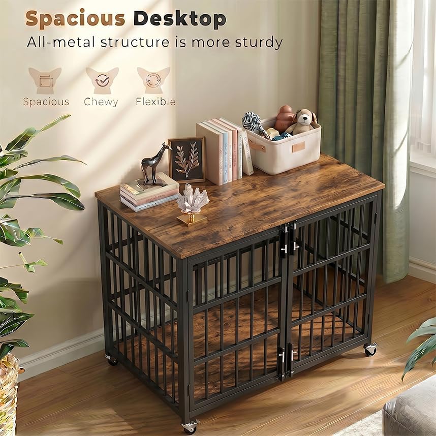 boldbone 48 inch dog crate furniture, heavy duty, close-up detail