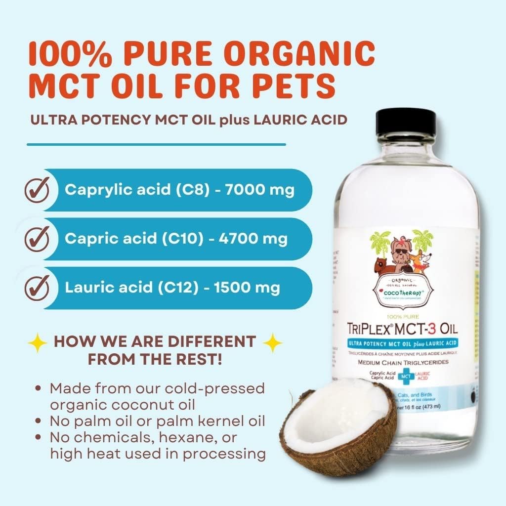 cocotherapy triplex mct-3 oil 3 pack (16 ounce), close-up detail