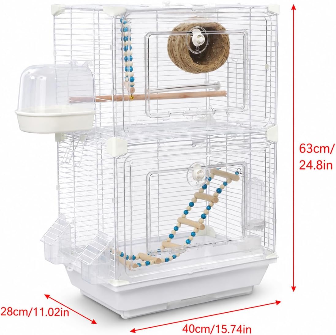 25 inch iron bird cage for small to, side view